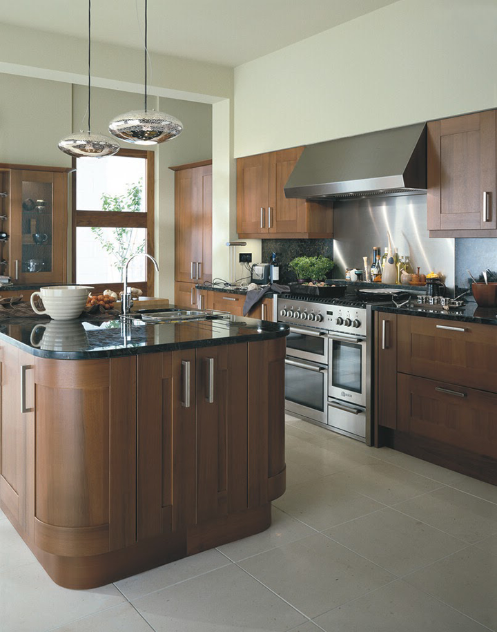 Wood Paneled Shaker Kitchen Cabinets