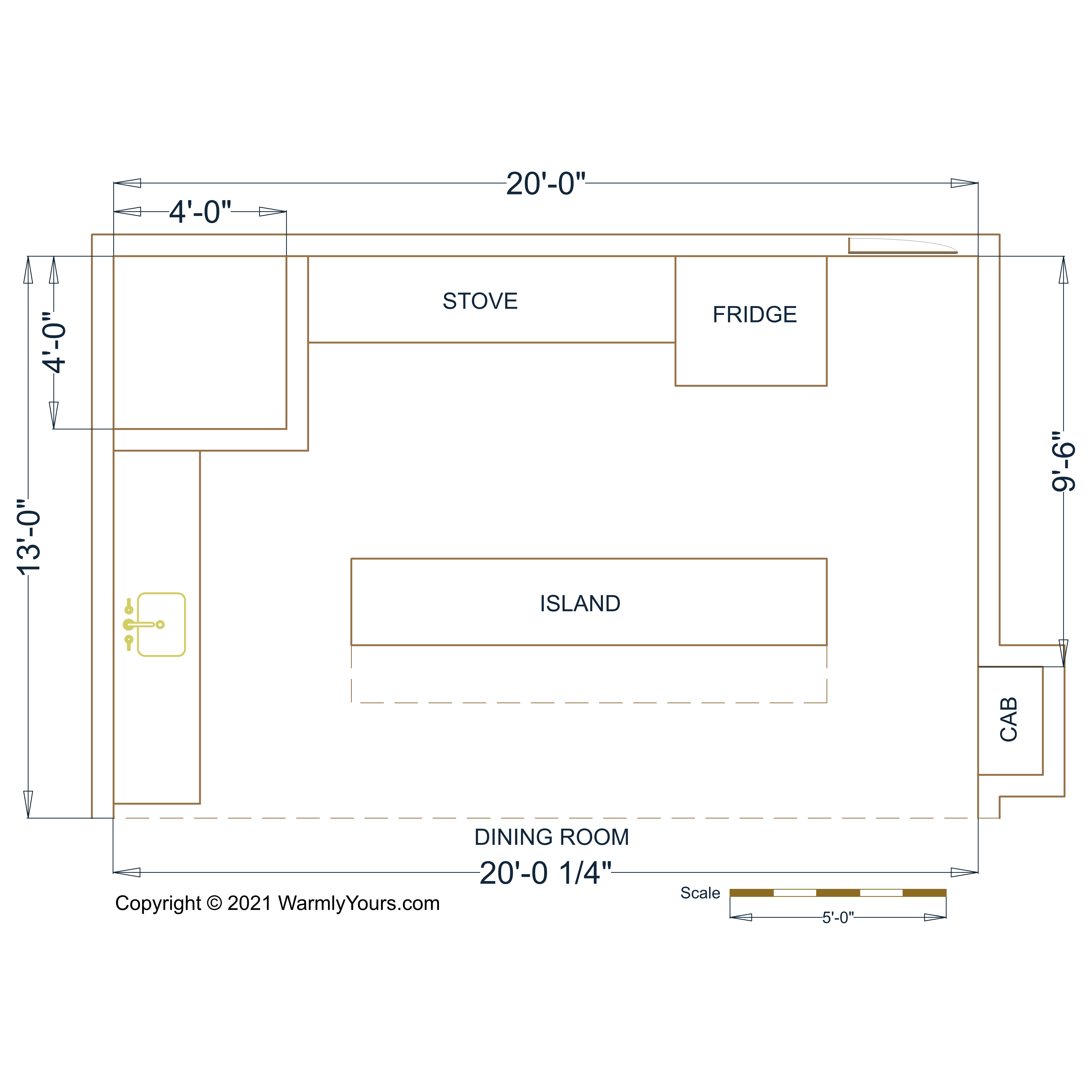L Shaped Open Kitchen Floor Plan