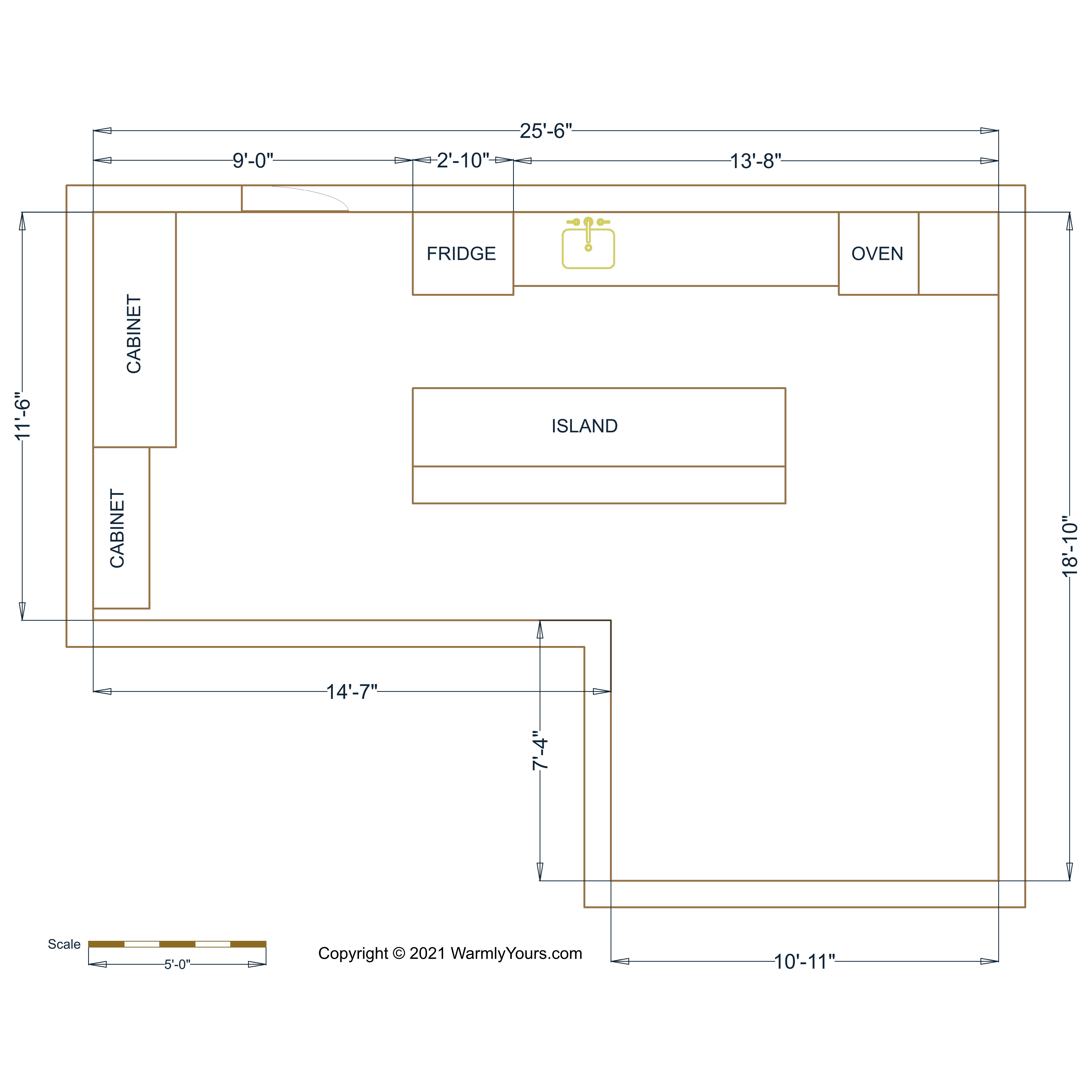 Double Galley Kitchen with Island