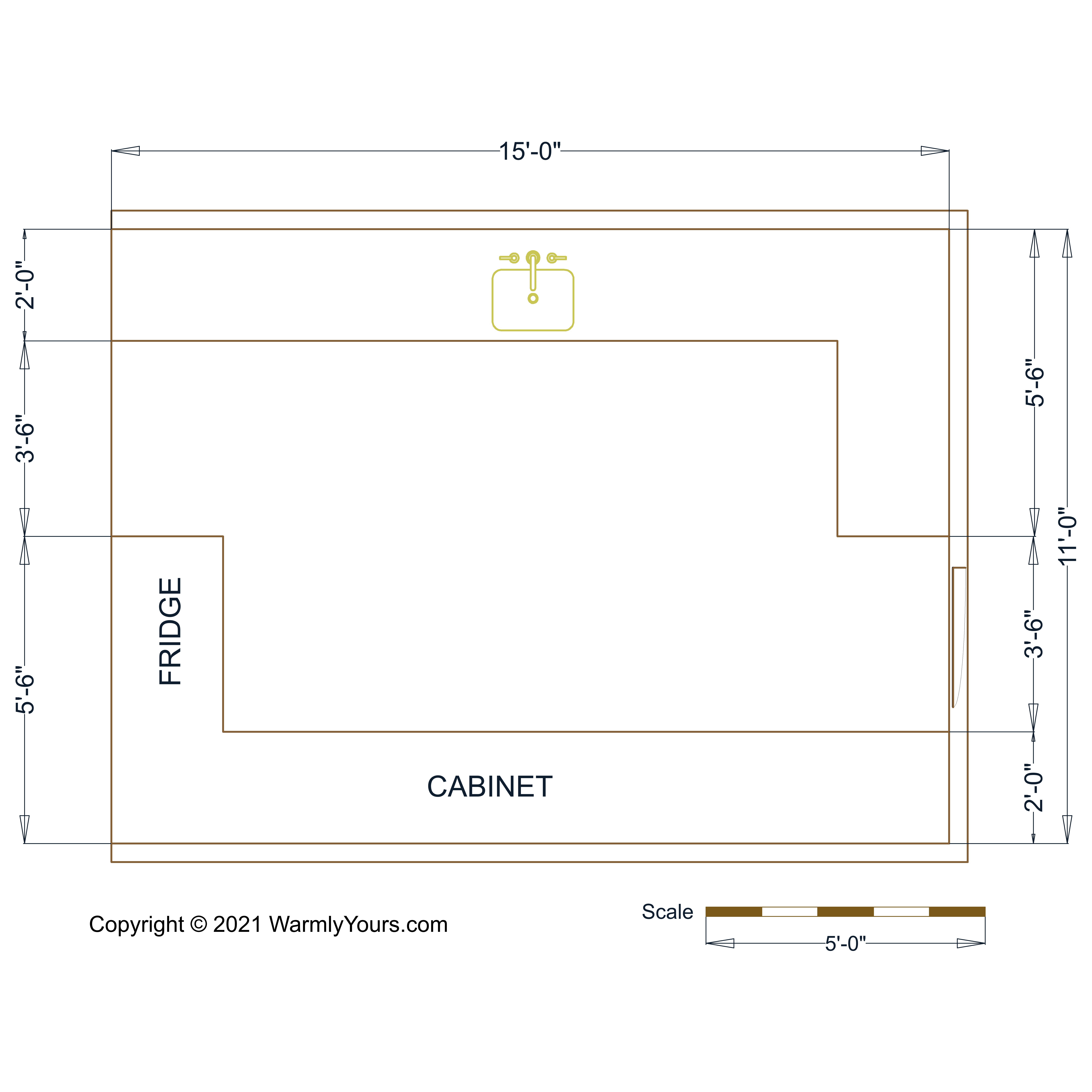 Cozy Double Galley Kitchen Floor Plan