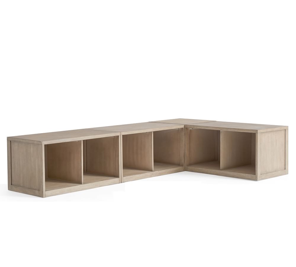 Modular Banquette Set (3 Benches Set, 1 Corner), Small, Weathered Gray