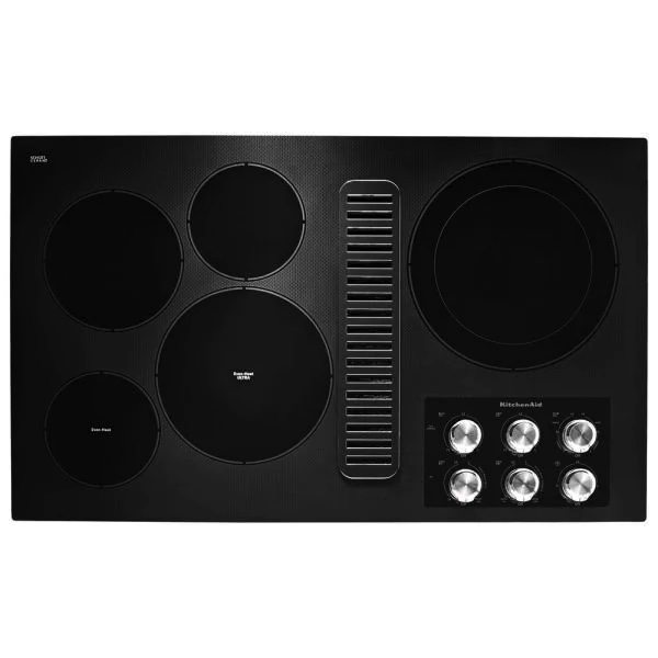 36 in. Radiant Electric Cooktop in Black with 5 Elements and Downdraft Ventilation