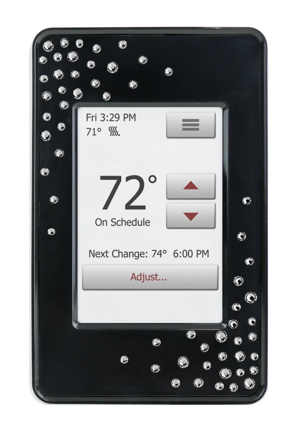 Inspire Touch Programmable Thermostat (Black) with Swarovski Crystals - Crystal Infinity